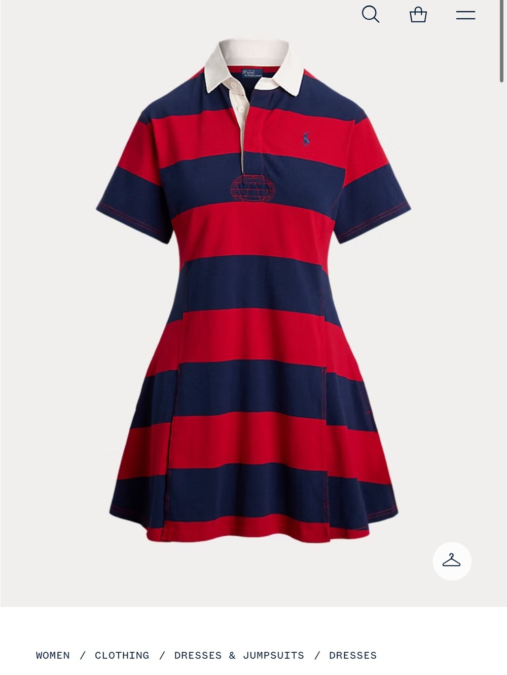 Polo by Ralph Lauren Red & Navy Striped Polo Dress with White Collar